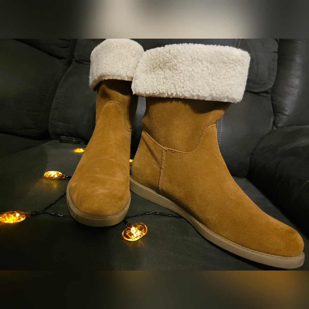 BASS ARIA brown Suede and Shearling Boots sz8